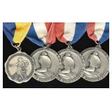 1950 Sterling Silver AAU Swimming Medals, 79.52g