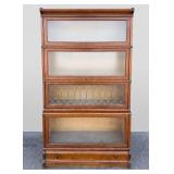 Macey Oak 4-Stack Barrister Bookcase, Lead Glass