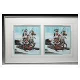 Native American Warrior on Appaloosa Print Pair
