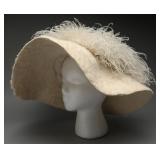 C. 1905-1915 Adorned White Felt Wide Brim Hat