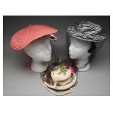 Trio of 1940s Tilt and Toy Veiled Hats
