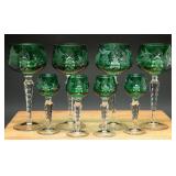Imperial Crystal Emerald Green Hock Glasses, (8)