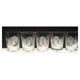 Etched Floral Crystal Tumbler Glasses, (5)