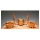 Osborne Gold Creamer Sugar Ransgil Crystal Vases 5