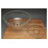 Imperial Glass "Laced Edge" Bowl & Handled Plate