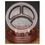 Pink Depression Glass Divided Grill Plates, (6)