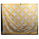 Vintage Mid Century Yellow & White Applique Quilt