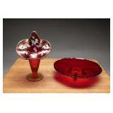 Fenton Jack-in-the-Pulpit Vase & Viking Plate