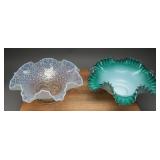 Vtg Fenton Opalescent & Crested Art Glass Bowls