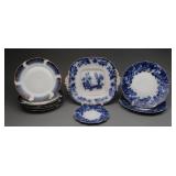 Flow Blue Porcelain Plates, Grindley, R.C. Sevres
