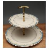 Syracuse China Carvel Pattern 2-Tier Dessert Stand