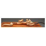 Carved Meerschaum Smoking Pipes & Wood Case