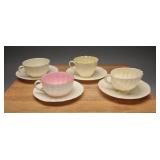 Irish & Willets Belleek Porcelain Teacups Saucers