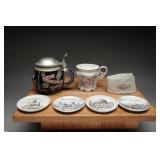 German Porcelain Tableware & Lidded Beer Stein
