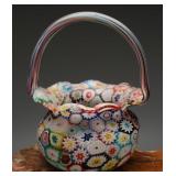 Fratelli Toso Murano Millefiori Glass Basket