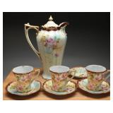 Hand-Painted Nippon Porcelain Chocolate Pot & Cups