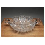 Cut Glass Covered Butter & Divided Relish Dishes