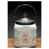 Wave Crest C.F. Monroe Opal Glass Biscuit Jar