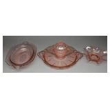 Pink Depression Glass Anchor Hocking, Jeannette, 3