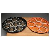 MCM Metal Black and Orange Trays w/ Coasters, (20)
