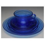 Hazel Atlas Moderntone Cobalt Blue Glassware, (5)