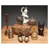 Brass, Beaded & Carved Figure Group (9)