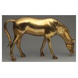 Solid Brass Grazing Horse