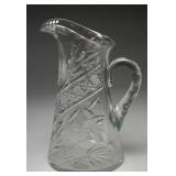 Cut and Etched Glass Pitcher