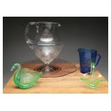 Uranium Swan, Cobalt Pitcher & Depression Glass