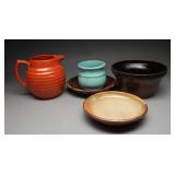 Bauer Orange Pitcher Studio Art Pottery Bowl Plate