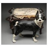 Cast Iron Boston Terrier Doorstop & Figural Stool