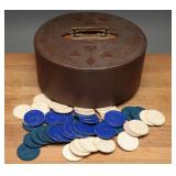 Vintage Poker Chip Set w/ Round Case (160+ chips)