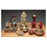 Asian Decor Group: Figures, Cinnabar & Turtle
