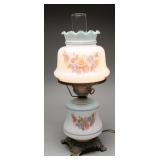 Blue & White Glass Floral Hurricane Lamp, 20 Inch