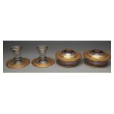 Tiffin Franciscan Gold Crystal Candlesticks, (4)