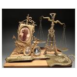 Brass Tabletop Scales, Picture Frames, Crumber (8)