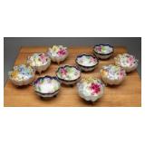 Vintage Hand-Painted Footed Porcelain Nut Bowls