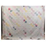 Vintage 1930s-50s Handmade Bow Tie Patchwork Quilt
