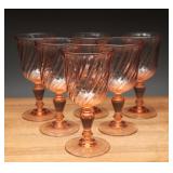 Rosaline Pink Swirl Goblets, Cristal d