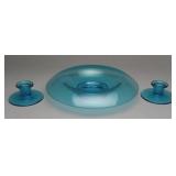 Aqua Glass Three-Piece Console Set