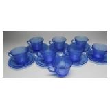 Hazel Atlas Royal Lace Cobalt Blue Teacup Saucers