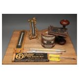 Vintage Mercantile & Thermometer Mixed Lot