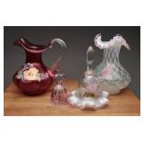 Fenton Hand-Painted Art Glass Vases & Bells (4)