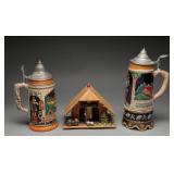 German Beer Steins and Chalet Weather House, (3)