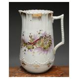 Victorian Hand-Painted Songbird Porcelain Pitcher