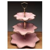 California Pottery Pink Three-Tier Serving Tray