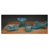 Fenton Blue Opalescent Hobnail Shoe Toothpick Vase