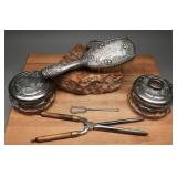 Silver & Plated Vanity Brush Receiver Curling Tong