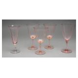 Pink Glass Stemware Wine and Champagne Goblets, 5
