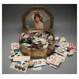 Octagonal Lithographed Tin w/ Sewing Buttons